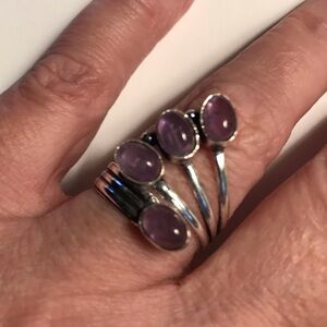 Amethyst Stamped 925 Sterling Silver Ring